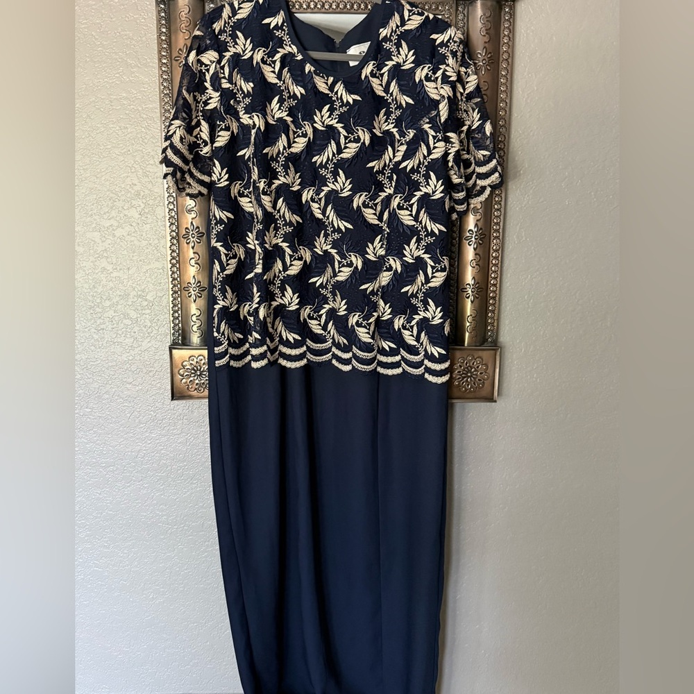 Chic Navy and Cream Maxi Dress